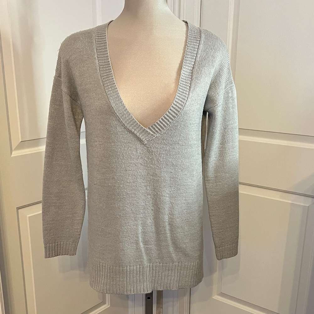 Tokyo Darling Light Gray V-Neck Sweater